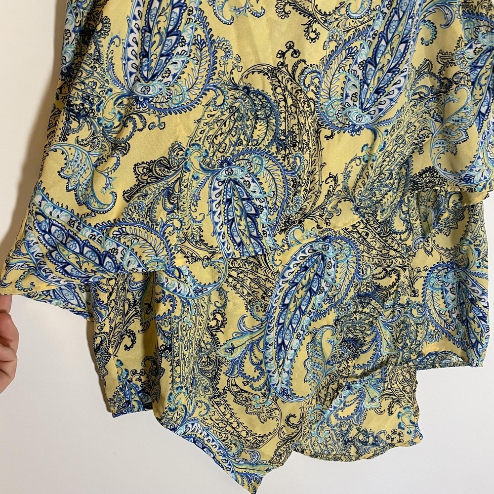 New Directions Top Womens Small Yellow Blue Paisley Sleeveless Tunic Blouse - Picture 4 of 15